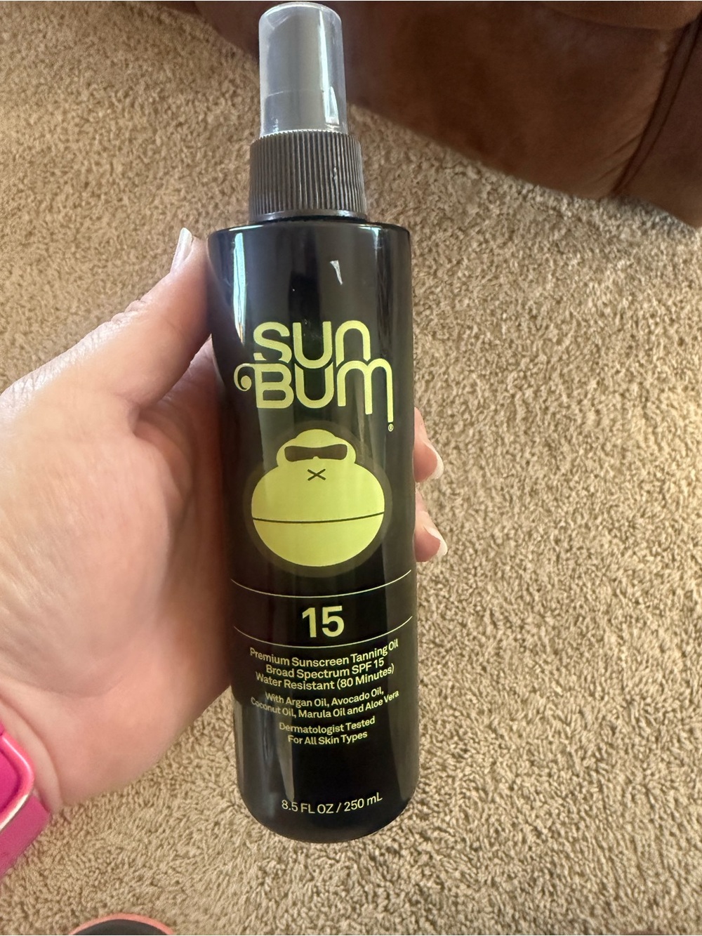 Sun Bum SPF 15 Tanning Oil Spray - Black with Yellow Logo